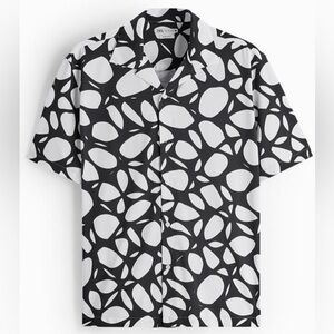 ZARA Black/White Printed Stretch Floral Shirt